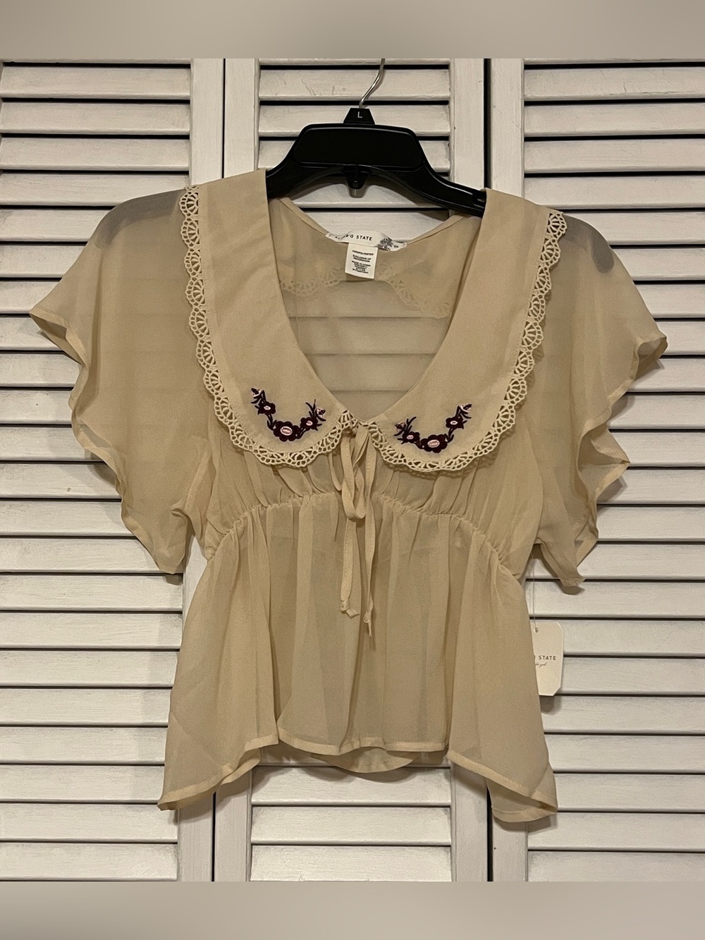 NWT Altar’d State Afton Embroidered Babydoll Sheer Blouse Top Sz XS MSRP $62
